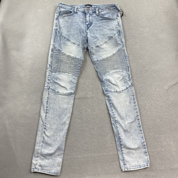 True Religion Jeans Mens 30 Blue Denim Pants rocco Relaxed Skinny Moto Stretch - Picture 1 of 15